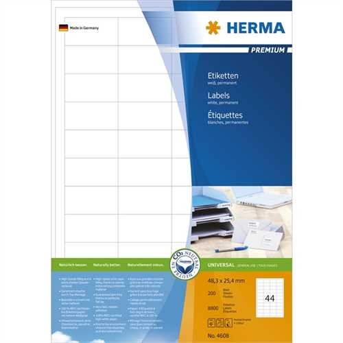 HERMA Etikett, Inkjet/Laser/Kopierer, selbstklebend, 48,3 x 25,4 mm, weiß (8.800 Stück)