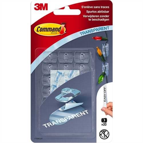 Command™ Klebehaken Deko-Clip, selbstklebend, farblos, transparent, 20 Deko-Clips / 24 Strips (20 St