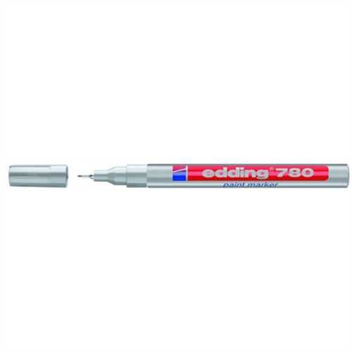 edding Lackmarker 780, Einweg, Rundspitze, 0,8 mm, Schreibfarbe: silber