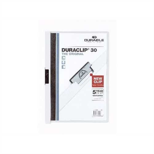 DURABLE Klemmmappe DURACLIP, Hartfolie, A4, für: 30 Blatt, weiß