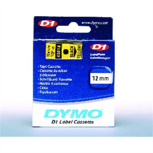 DYMO Schriftbandkassette, D1, 12 mm x 7 m, schwarz auf gelb