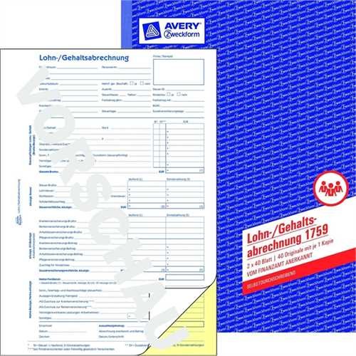 Lohnabrechnung A4 SD 2x40Blatt