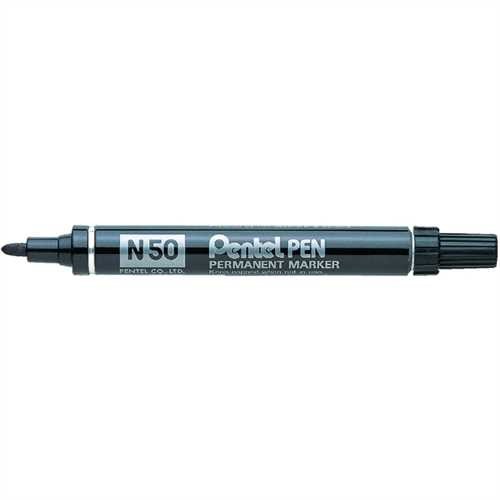 Pentel Permanentmarker N50, Einweg, Rundspitze, 2 mm, Schreibfarbe: schwarz