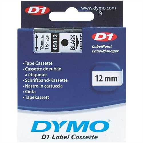 DYMO Schriftbandkassette, D1, 12 mm x 7 m, schwarz auf weiß