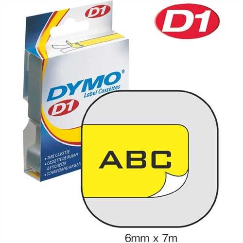 DYMO Schriftbandkassette, D1, 6 mm x 7 m, schwarz auf gelb