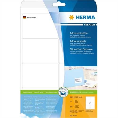 HERMA Etikett, Inkjet/Laser/Kopierer, selbstklebend, abgerundete Ecken, 99,1 x 67,7 mm, weiß (200 St