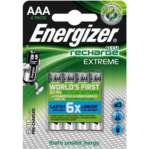 Energizer Akkumulator, EXTREME, Nickel-Metallhydrid, Micro, AAA, HR03, 1,2 V, 800 mAh (4 Stück)