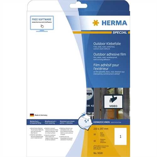 HERMA Etikett Outdoor, Farblaser/-kopierer, selbstklebend, 210 x 297 mm, weiß, matt (10 Stück)