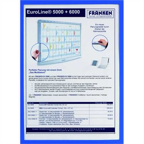 FRANKEN Sichttasche, magnetisch, A4, 0,32 mm, farblos/blauer Rahmen