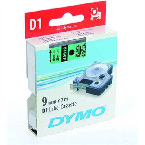 DYMO Schriftbandkassette, D1, 9 mm x 7 m, schwarz auf grün