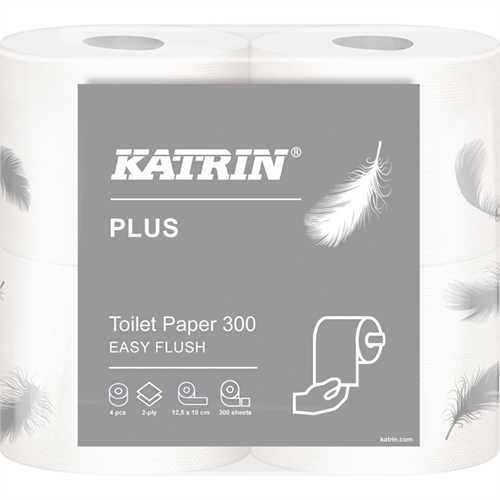 KATRIN Toilettenpapier Toilet 300 EasyFlush, 2lagig, auf Rolle, 300 Blatt, weiß (20 Rollen)