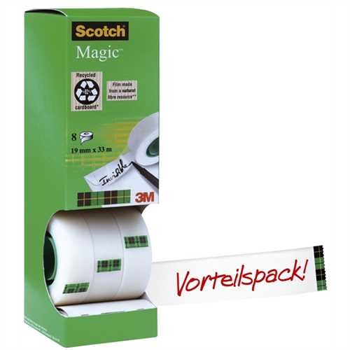 Scotch Klebeband Magic™ Tape 810, Zelluloseacetat, selbstklebend, permanent, 19 mm x 33 m, transpare