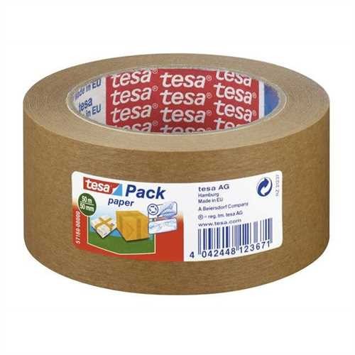 tesa Verpackungsklebeband tesapack PAPER ecoLogo, Papier, selbstklebend, 50 mm x 50 m, braun