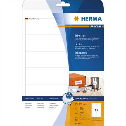 HERMA Etikett, Inkjet, selbstklebend, 97 x 42,3 mm, weiß (300 Stück)