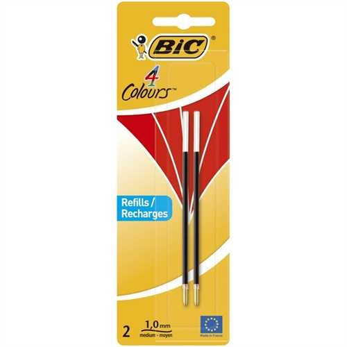 BIC Mehrfarbkugelschreibermine, 4Colours™, Standard, 0,4 mm, Schreibfarbe: rot (2 Stück)