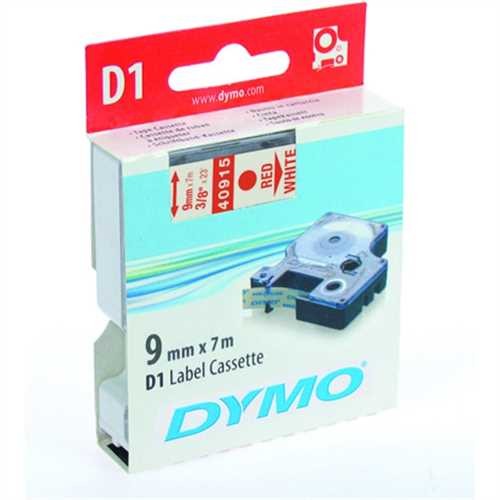 DYMO Schriftbandkassette, D1, 9 mm x 7 m, rot auf weiß