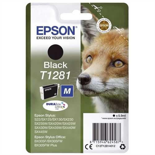 EPSON Tintenpatrone, T1281, C13T12814012, original, schwarz, 5,9 ml, 170 Seiten