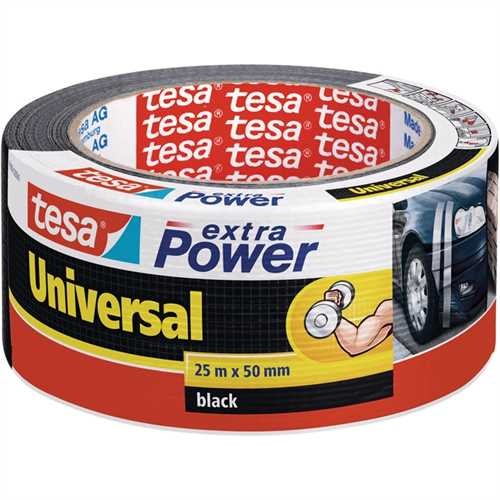 tesa Gewebeband extra Power Universal, selbstklebend, 50 mm x 25 m, schwarz (6 Stück)