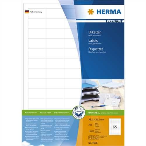 HERMA Etikett, Inkjet/Laser/Kopierer, selbstklebend, 38,1 x 21,2 mm, weiß (13.000 Stück)