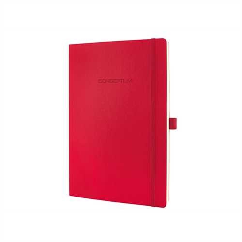 SIGEL Notizbuch CONCEPTUM, kariert, 187 x 270 mm, chamois, Einbandfarbe: rot