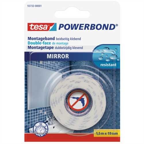 tesa Montageband POWERBOND MIRROR, selbstklebend, permanent, 19 mm x 1,5 m