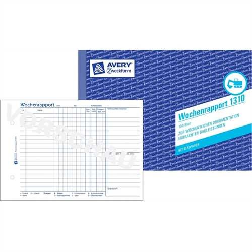 AVERY ZWECKFORM 1310 - Wochenrapport, A5 quer, Einbandfarbe: Blau, 100 Blätter