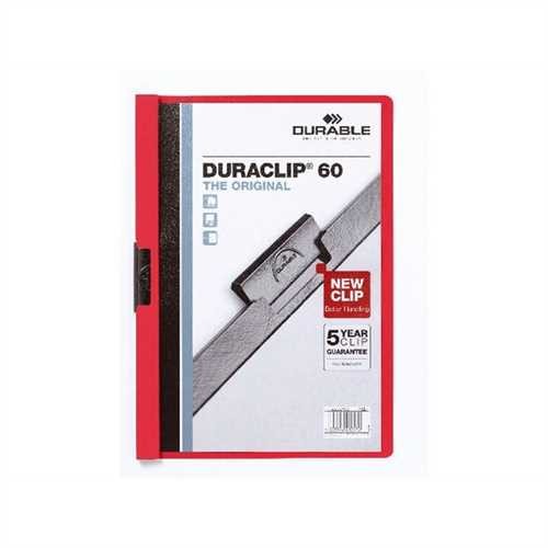 DURABLE Klemmmappe DURACLIP, Hartfolie, A4, für: 60 Blatt, rot