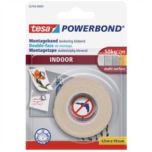 tesa Montageband POWERBOND INDOOR, selbstklebend, 19 mm x 1,5 m