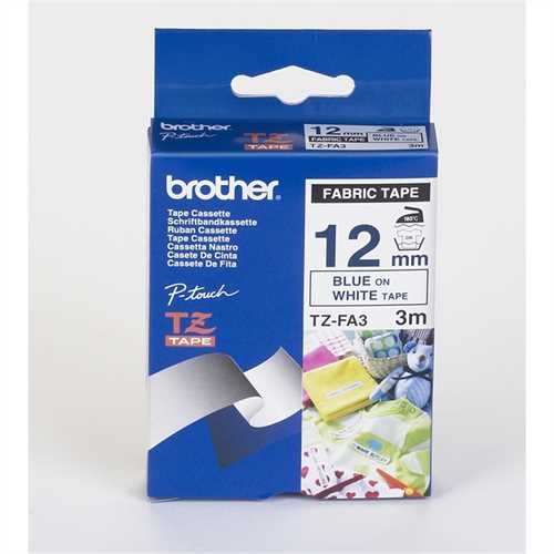 brother Schriftbandkassette, TZe, unlaminiert, 12 mm x 3 m, blau auf weiß