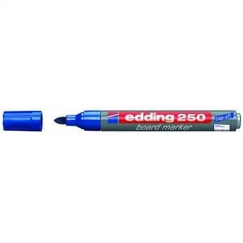 edding Boardmarker 250, nachfüllbar, Rundspitze, 1,5 - 3 mm, Schaftfarbe: grau, Schreibfarbe: blau