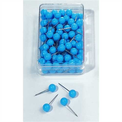 nobo Pinnnadel, Rundkopf, Kopfgröße: 6 mm, Gesamtlänge: 13 mm, blau (100 Stück)