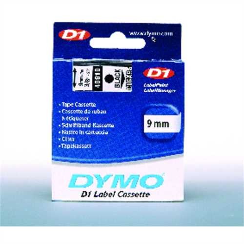 DYMO Schriftbandkassette, D1, 9 mm x 7 m, schwarz auf farblos