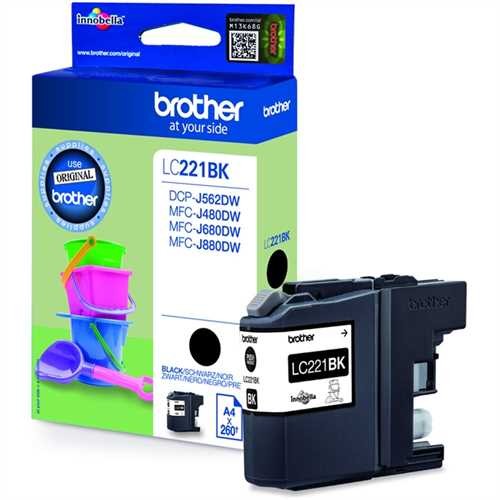 brother Tintenpatrone, LC221BK, original, schwarz, 260 Seiten