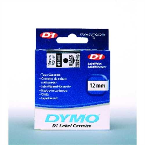 DYMO Schriftbandkassette, D1, 12 mm x 7 m, schwarz auf farblos