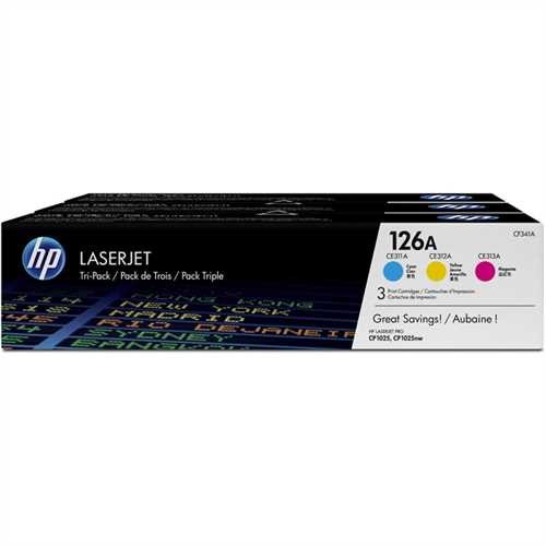 HP Toner 126A, CF341A, original, 3er sortiert, 1.000 Seiten (3 Stück)