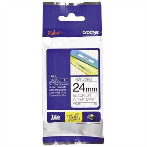 BROTHER TZE-151 - Brother Schriftbandkassette, TZe, Laminiert, 24 mmx8 m, Schwarz auf farblos