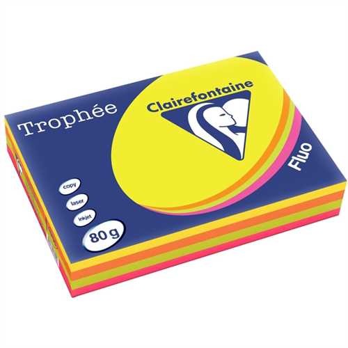 Clairefontaine Multifunktionspapier Trophée, A4, 80 g/m², holzfrei, 4farbig sortiert, intensiv, 4 x