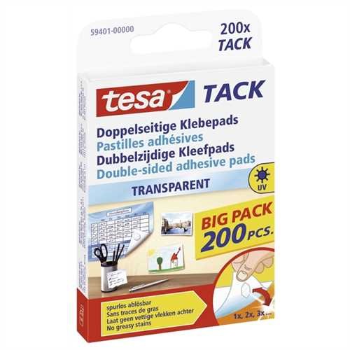 tesa Doppelklebestück TACK, selbstklebend, fest haftend, dennoch ablösbar (200 Stück)