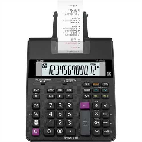 CASIO Tischrechner, HR-200RCE, Batteriebetrieb, druckend, LCD, 12stellig, 195 x 313 x 65 mm, 595 g,