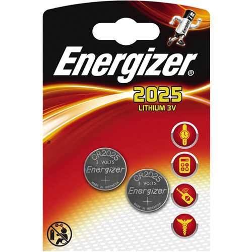 Energizer Knopfzelle, Lithium, Knopfzelle, CR2025, 3 V, 163 mAh (2 Stück)