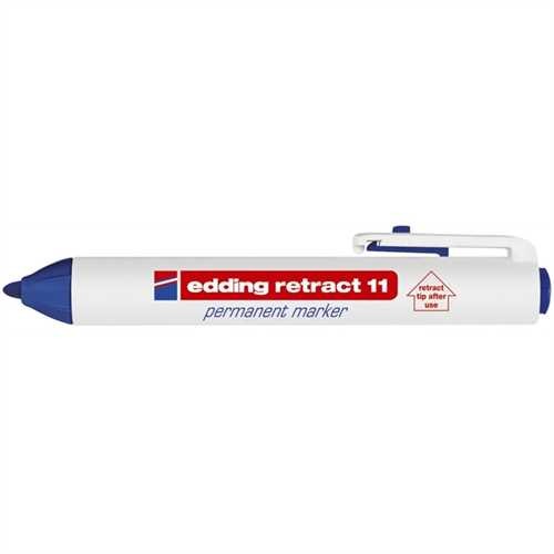 edding Permanentmarker retract 11, Rundspitze, 1,5 - 3 mm, Schreibfarbe: blau