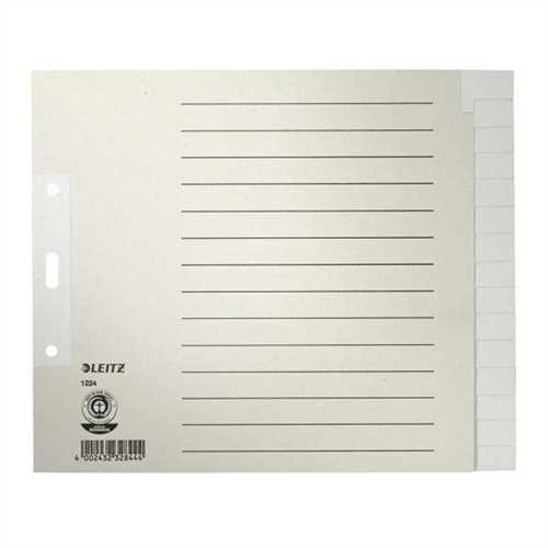 LEITZ Register, Tauenpapier (RC), 100 g/m², blanko, A4, halbe Höhe, überbreit, 24 x 20 cm, 15 Blatt,