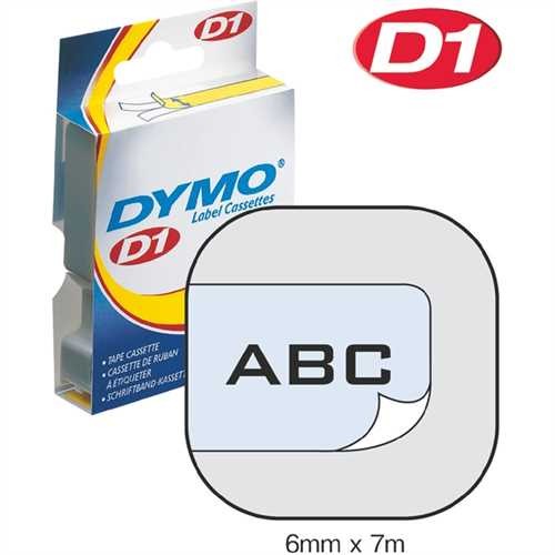 DYMO Schriftbandkassette, D1, 6 mm x 7 m, schwarz auf farblos