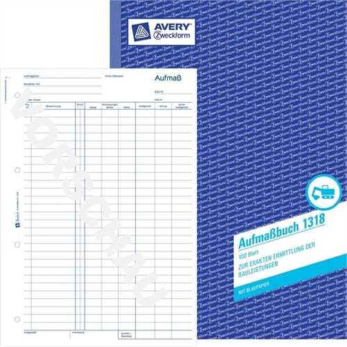 AVERY ZWECKFORM 1318 - Aufmaßbuch, A4, Blau, 100 Blätter