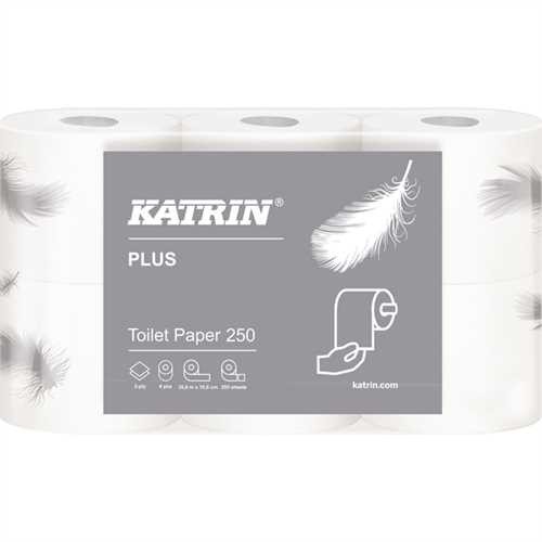 KATRIN Toilettenpapier Toilet 250 Plus, 2lagig, 256 Blatt, weiß (36 Rollen)