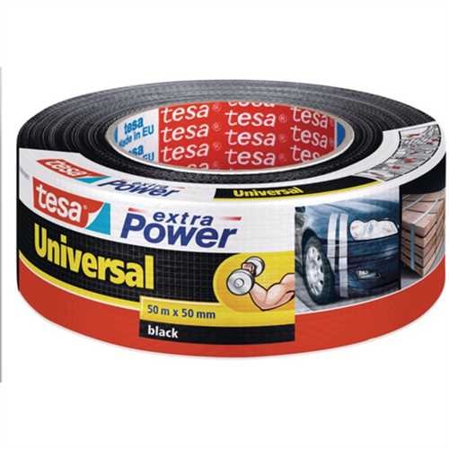 tesa Gewebeband extra Power Universal, selbstklebend, 50 mm x 50 m, schwarz (1 Stück)