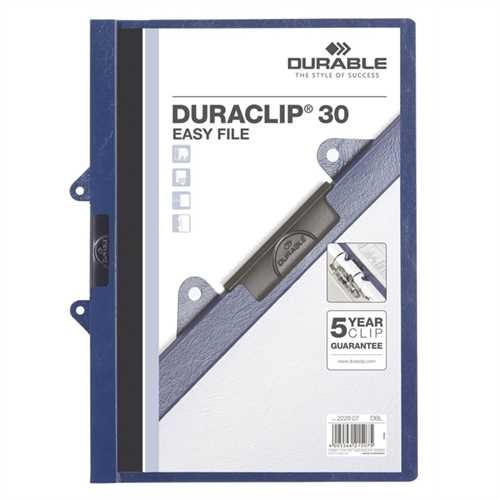 DURABLE Klemmmappe DURACLIP 30 EASY FILE, Folie, transparenter Vorderdeckel, A4, dunkelblau, Clip: s