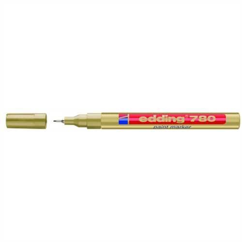 edding Lackmarker 780, Einweg, Rundspitze, 0,8 mm, Schreibfarbe: gold