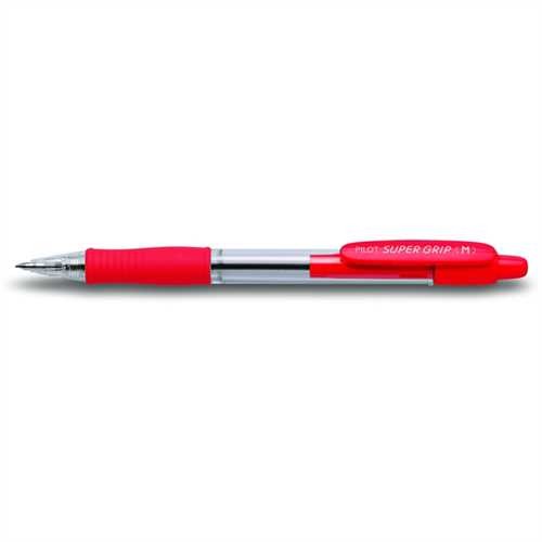 PILOT Kugelschreiber SUPER GRIP BPGP-10R-M, Druckmechanik, 0,4 mm, Schreibfarbe: rot