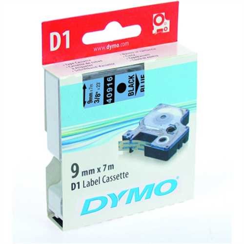 DYMO Schriftbandkassette, D1, 9 mm x 7 m, schwarz auf blau